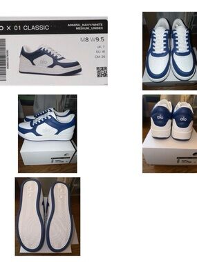 Alo Yoga x 01 Classic Sneakers Navy White Unisex Size M8 / W9.5 NIB